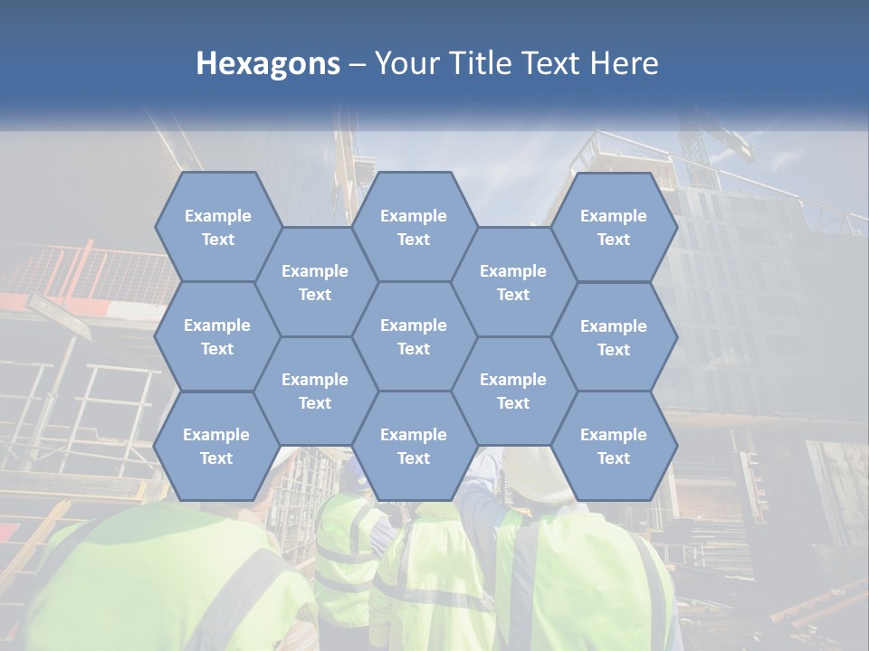 A Group Of Construction Workers Standing In Front Of A Building PowerPoint Template