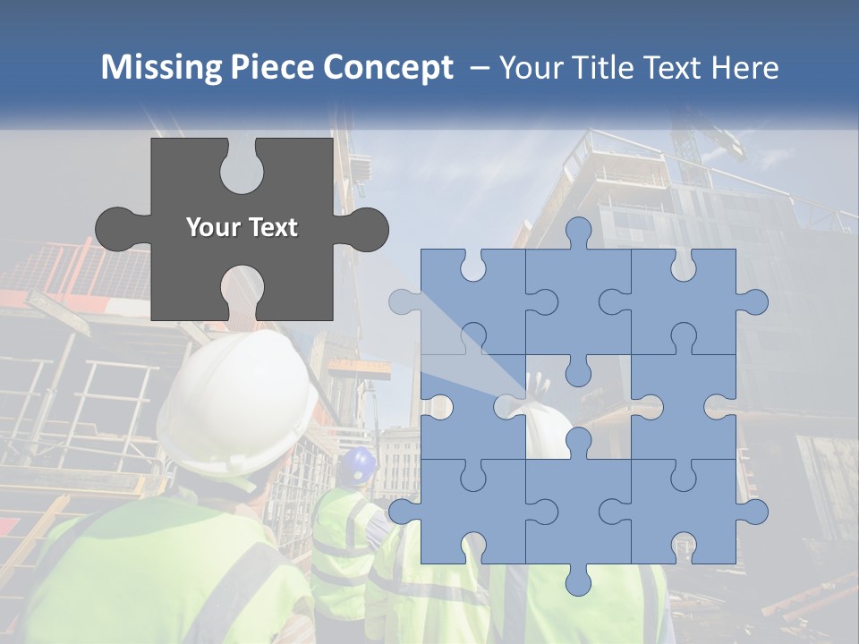 A Group Of Construction Workers Standing In Front Of A Building PowerPoint Template