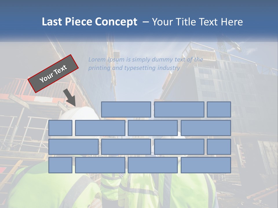 A Group Of Construction Workers Standing In Front Of A Building PowerPoint Template