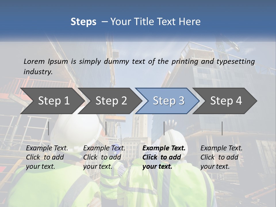 A Group Of Construction Workers Standing In Front Of A Building PowerPoint Template