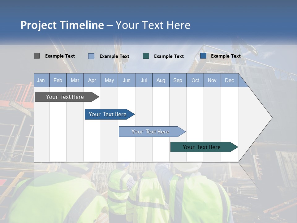 A Group Of Construction Workers Standing In Front Of A Building PowerPoint Template