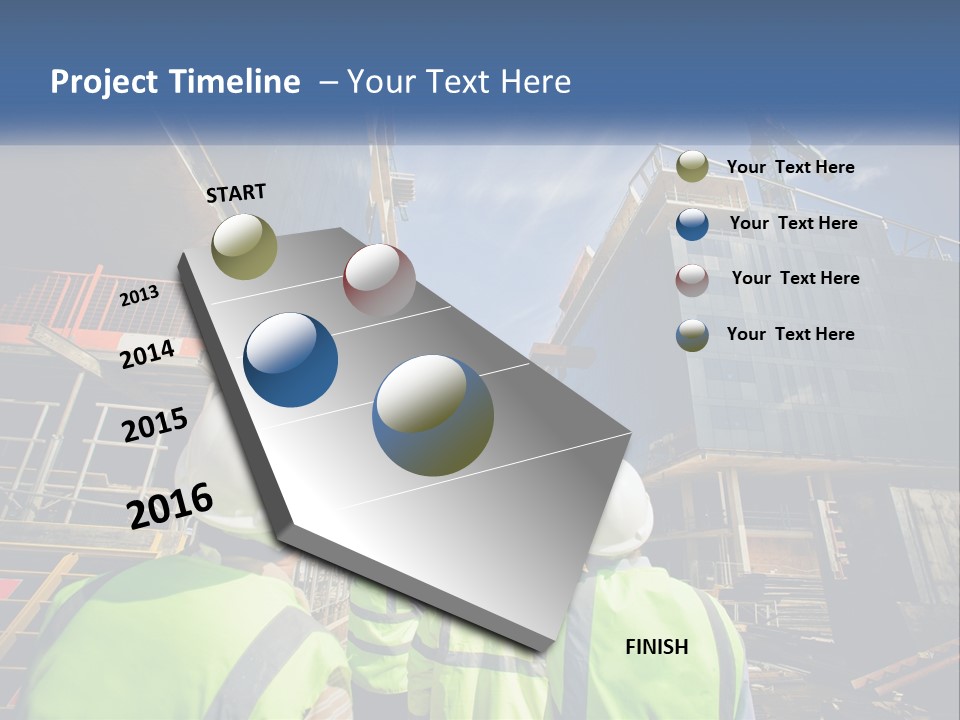 A Group Of Construction Workers Standing In Front Of A Building PowerPoint Template