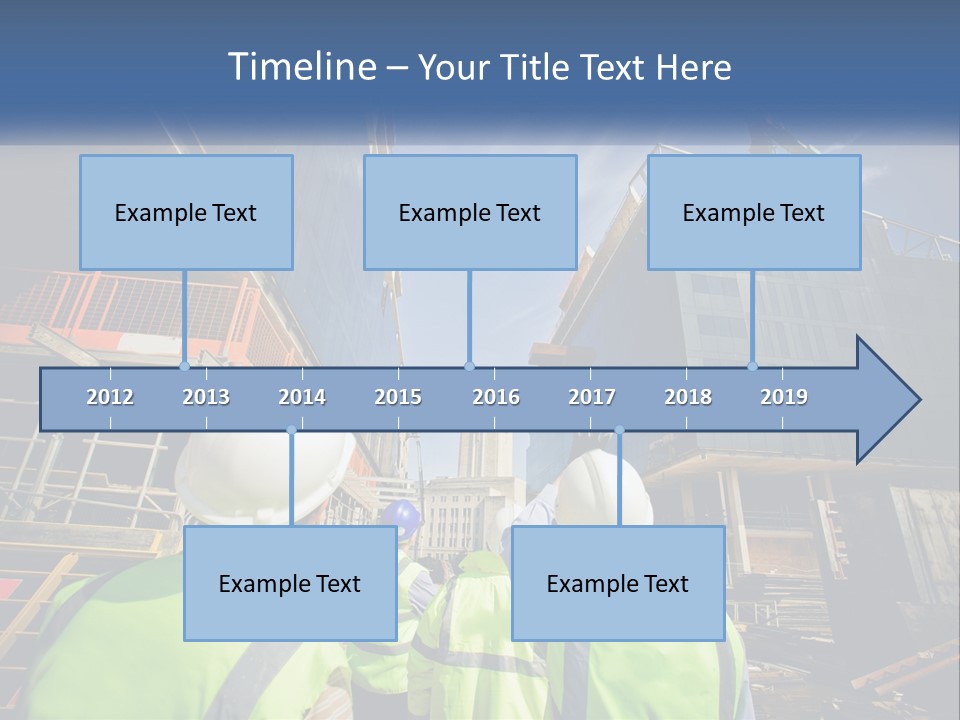 A Group Of Construction Workers Standing In Front Of A Building PowerPoint Template