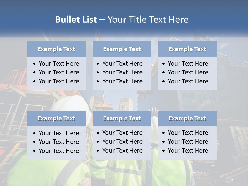 A Group Of Construction Workers Standing In Front Of A Building PowerPoint Template