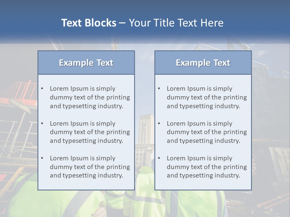 A Group Of Construction Workers Standing In Front Of A Building PowerPoint Template