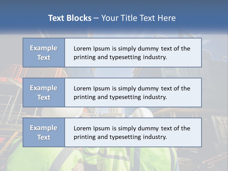A Group Of Construction Workers Standing In Front Of A Building PowerPoint Template