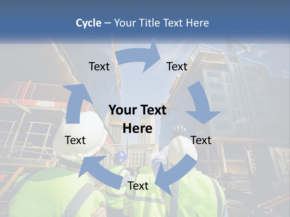 A Group Of Construction Workers Standing In Front Of A Building PowerPoint Template
