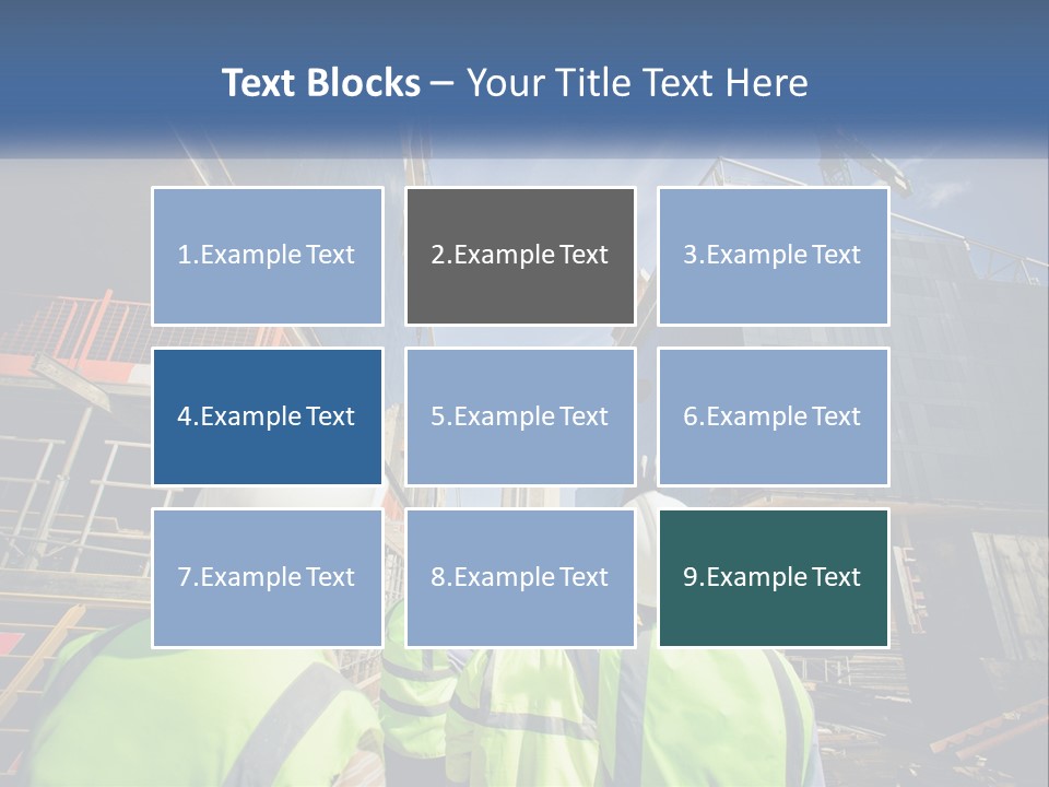 A Group Of Construction Workers Standing In Front Of A Building PowerPoint Template