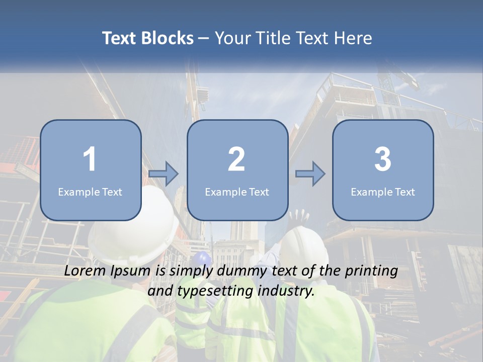 A Group Of Construction Workers Standing In Front Of A Building PowerPoint Template