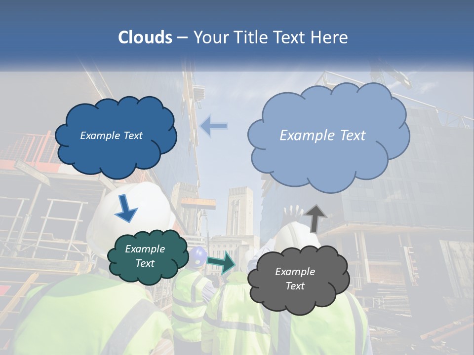 A Group Of Construction Workers Standing In Front Of A Building PowerPoint Template