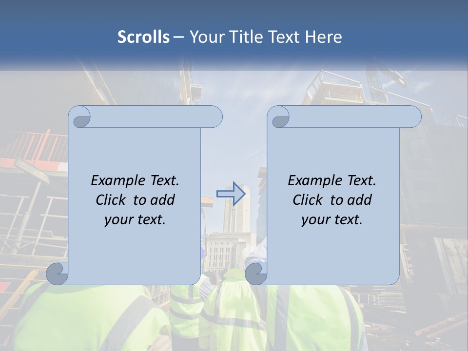 A Group Of Construction Workers Standing In Front Of A Building PowerPoint Template