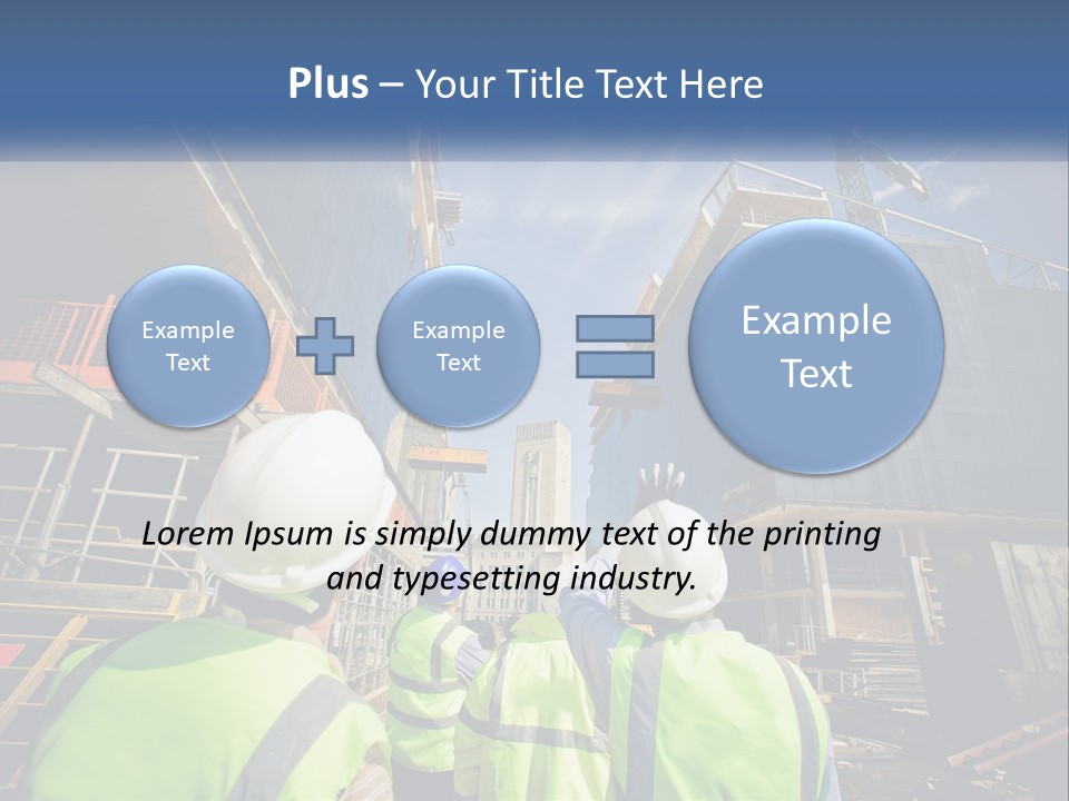 A Group Of Construction Workers Standing In Front Of A Building PowerPoint Template