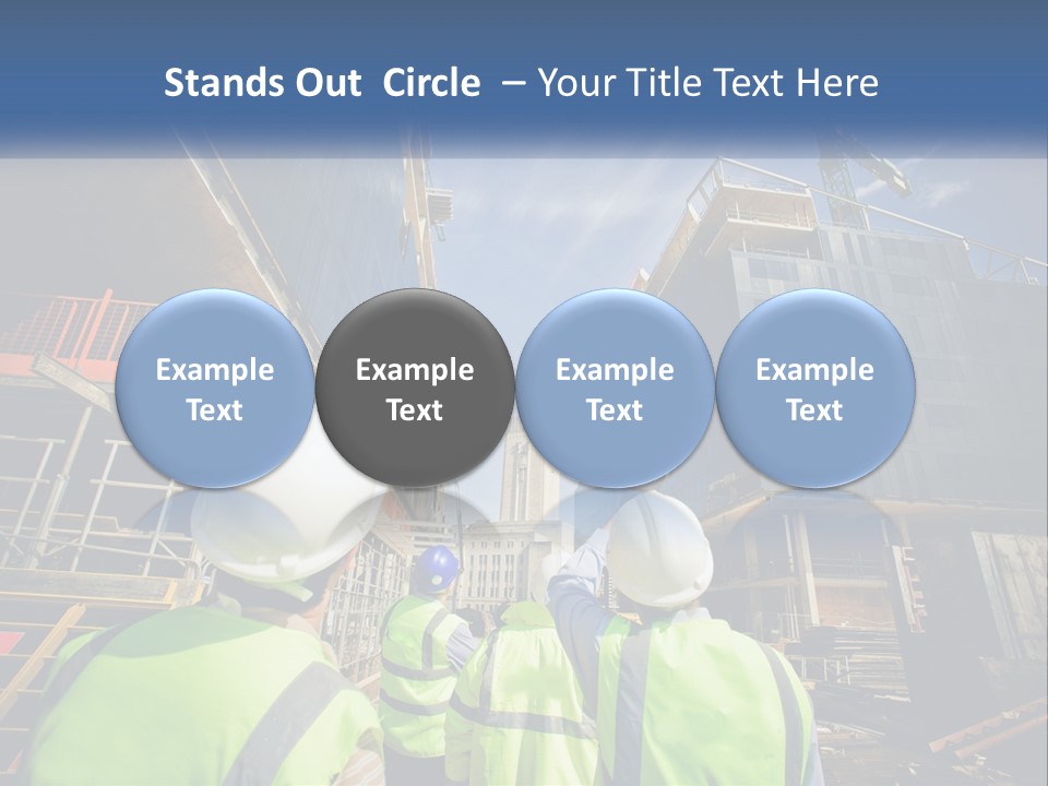 A Group Of Construction Workers Standing In Front Of A Building PowerPoint Template