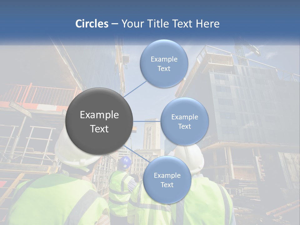 A Group Of Construction Workers Standing In Front Of A Building PowerPoint Template