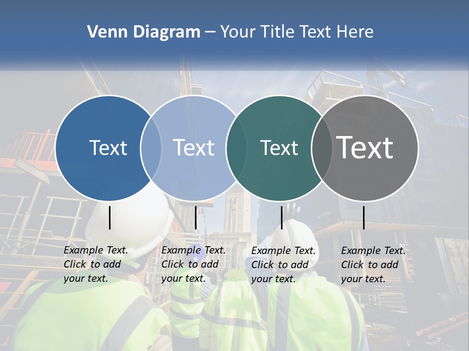 A Group Of Construction Workers Standing In Front Of A Building PowerPoint Template