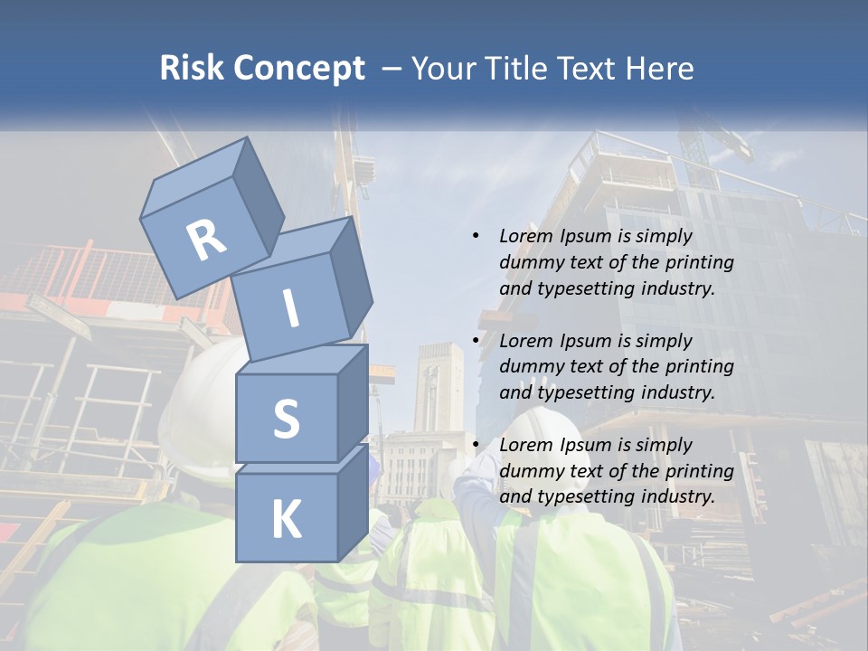 A Group Of Construction Workers Standing In Front Of A Building PowerPoint Template