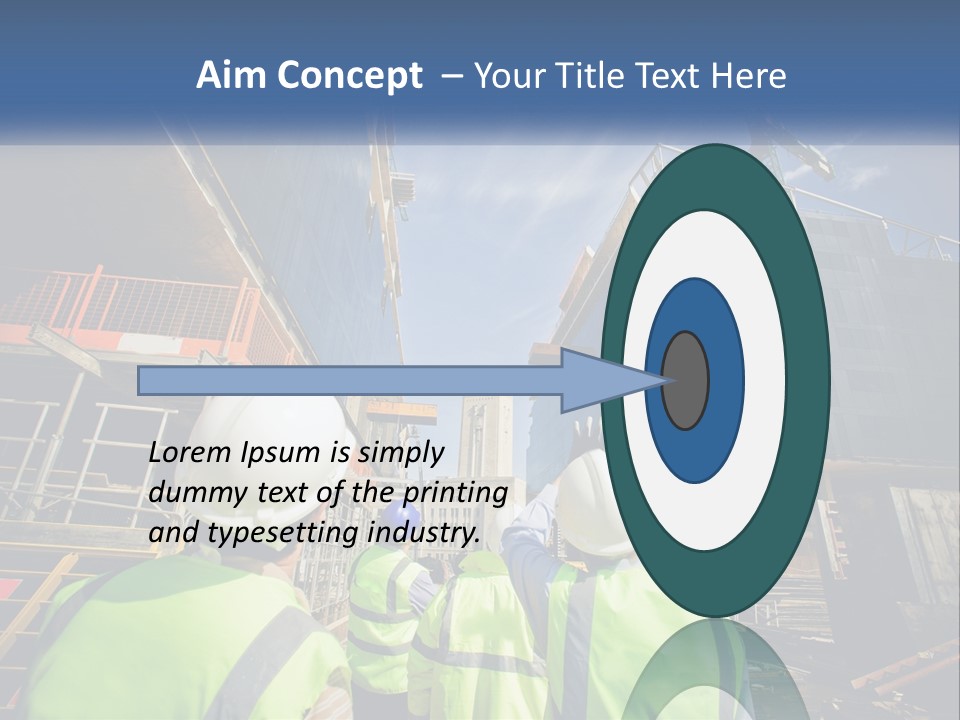 A Group Of Construction Workers Standing In Front Of A Building PowerPoint Template