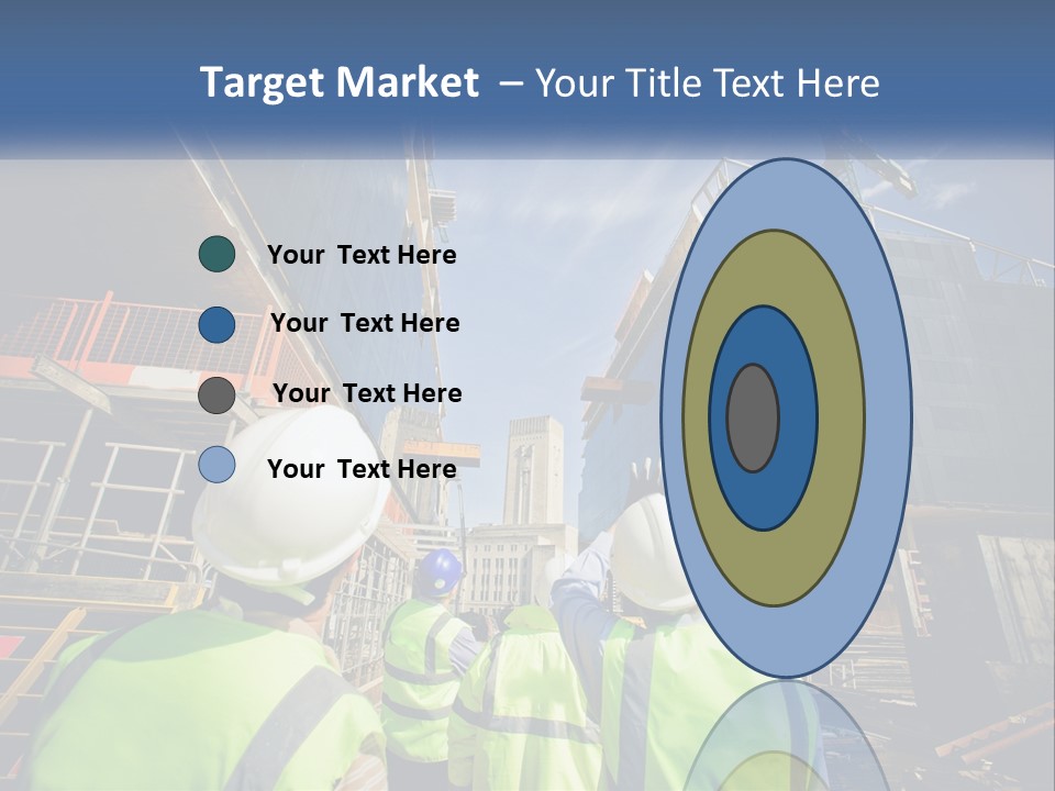 A Group Of Construction Workers Standing In Front Of A Building PowerPoint Template