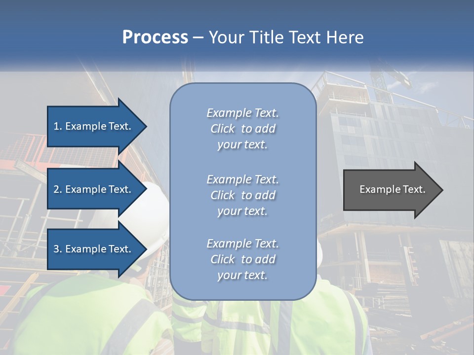 A Group Of Construction Workers Standing In Front Of A Building PowerPoint Template