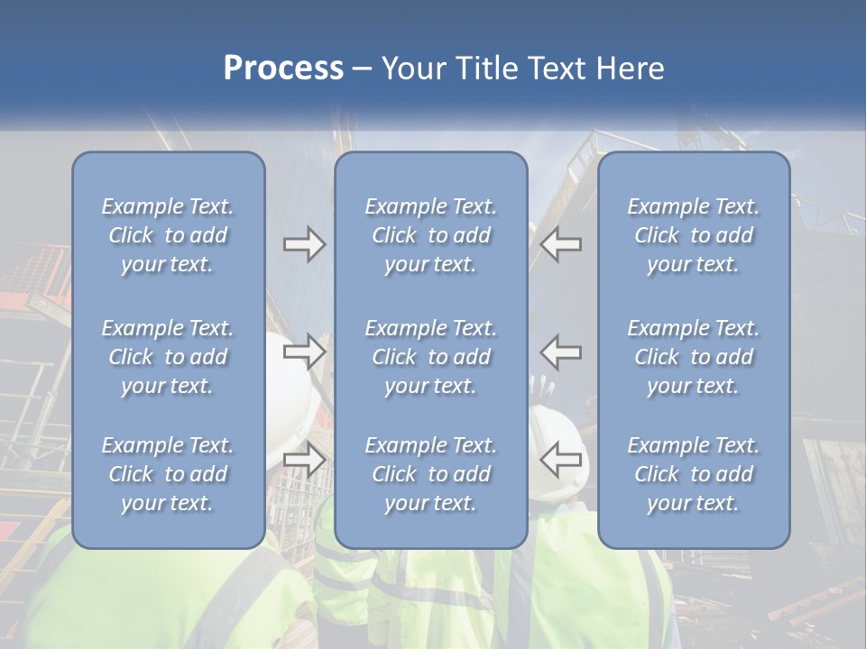 A Group Of Construction Workers Standing In Front Of A Building PowerPoint Template