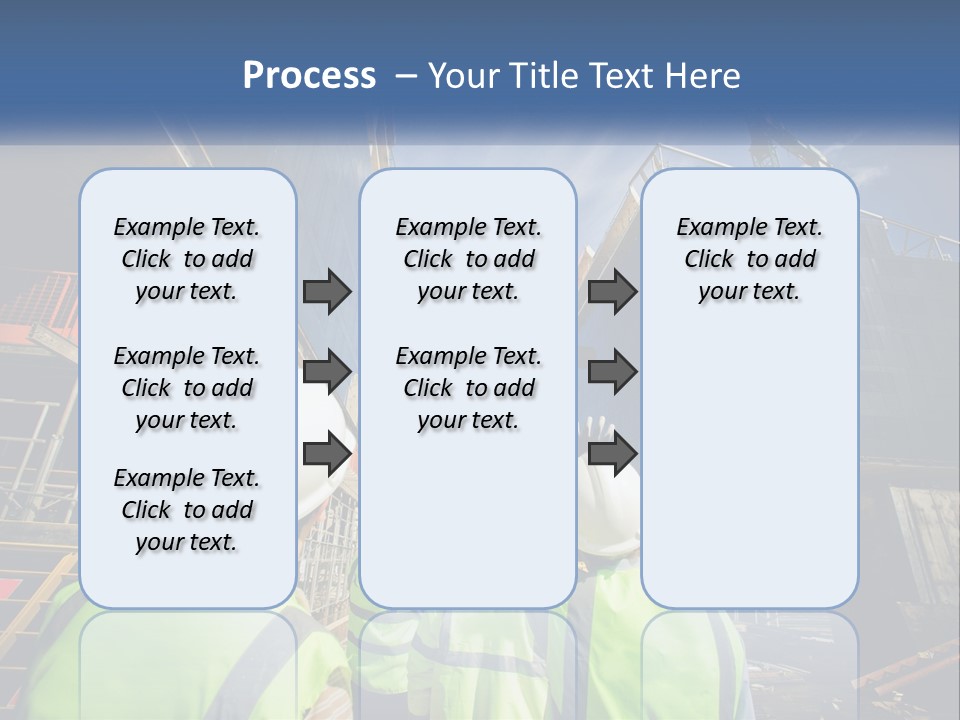 A Group Of Construction Workers Standing In Front Of A Building PowerPoint Template
