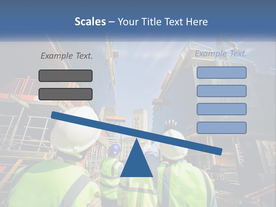 A Group Of Construction Workers Standing In Front Of A Building PowerPoint Template