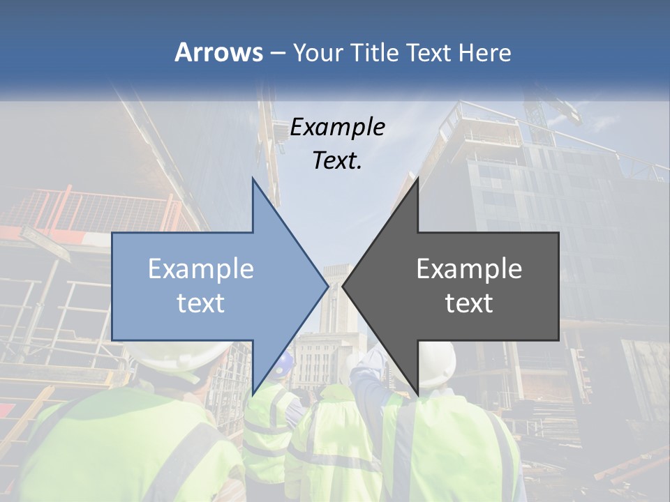 A Group Of Construction Workers Standing In Front Of A Building PowerPoint Template