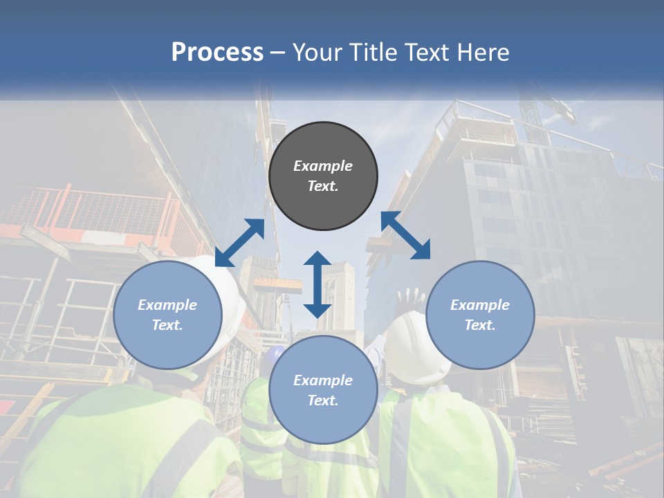 A Group Of Construction Workers Standing In Front Of A Building PowerPoint Template