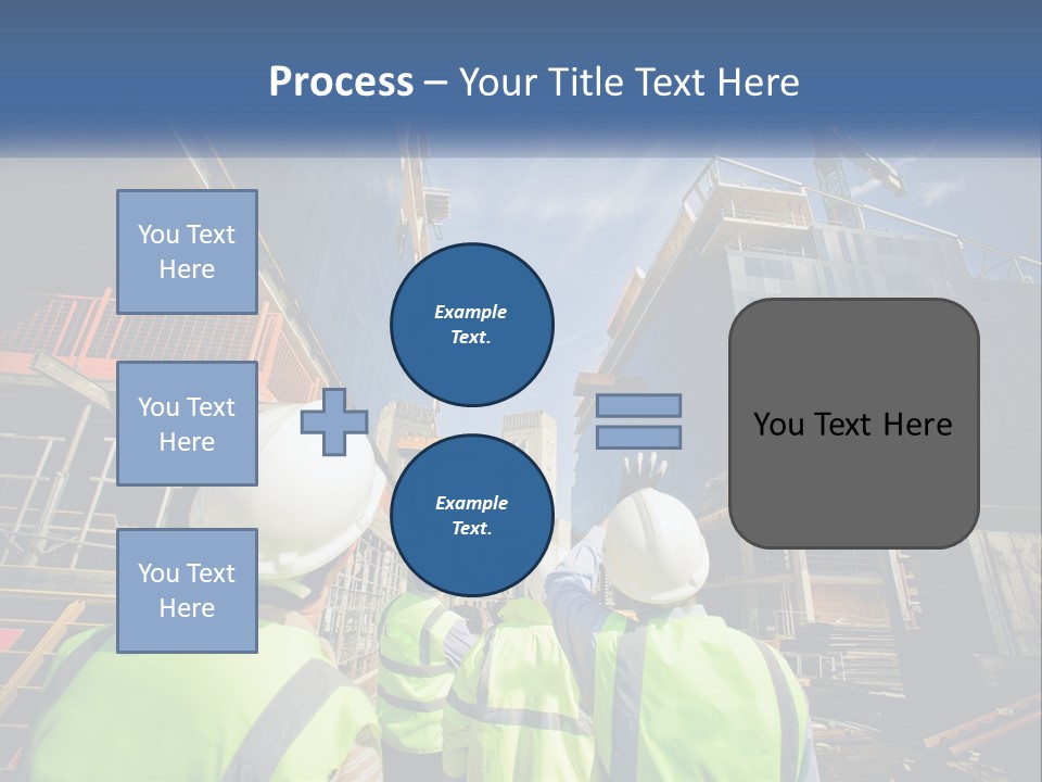 A Group Of Construction Workers Standing In Front Of A Building PowerPoint Template