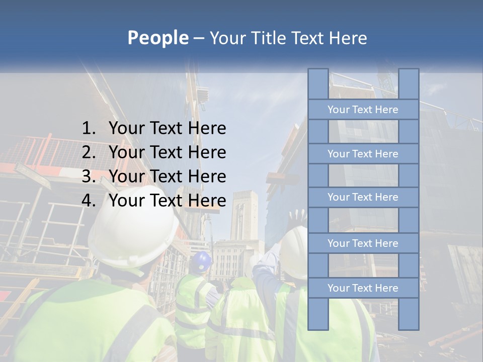 A Group Of Construction Workers Standing In Front Of A Building PowerPoint Template