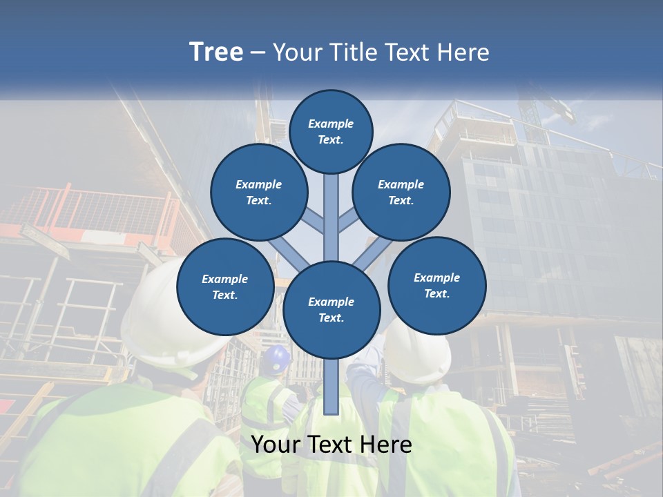 A Group Of Construction Workers Standing In Front Of A Building PowerPoint Template
