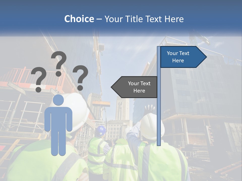 A Group Of Construction Workers Standing In Front Of A Building PowerPoint Template