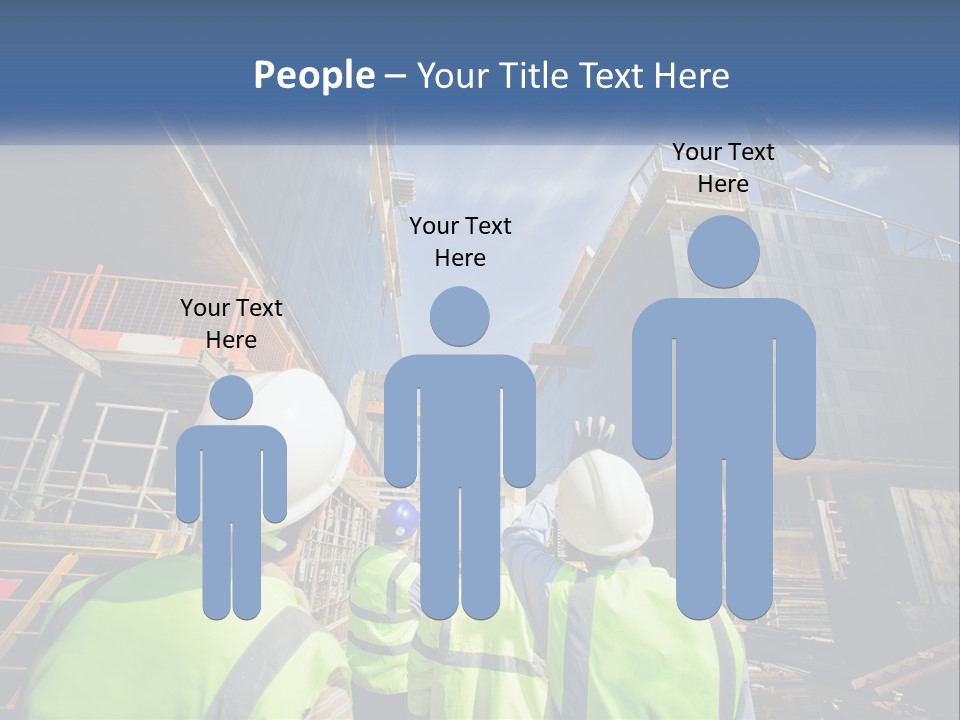 A Group Of Construction Workers Standing In Front Of A Building PowerPoint Template