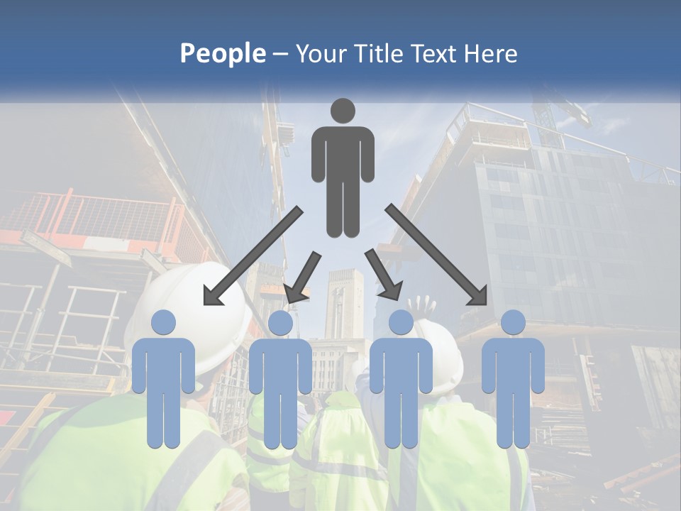 A Group Of Construction Workers Standing In Front Of A Building PowerPoint Template