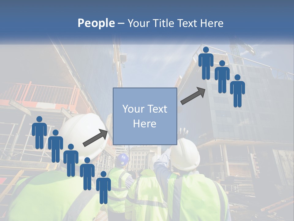 A Group Of Construction Workers Standing In Front Of A Building PowerPoint Template