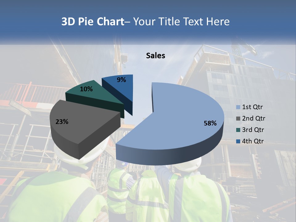 A Group Of Construction Workers Standing In Front Of A Building PowerPoint Template
