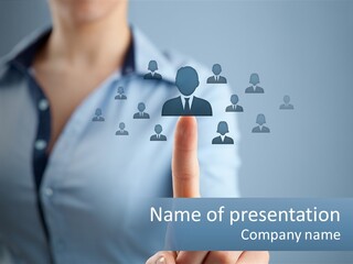 A Woman Pressing A Button On A Touch Screen PowerPoint Template