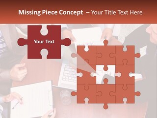 A Group Of Business People Shaking Hands Over A Laptop PowerPoint Template