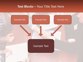 A Group Of Business People Shaking Hands Over A Laptop PowerPoint Template