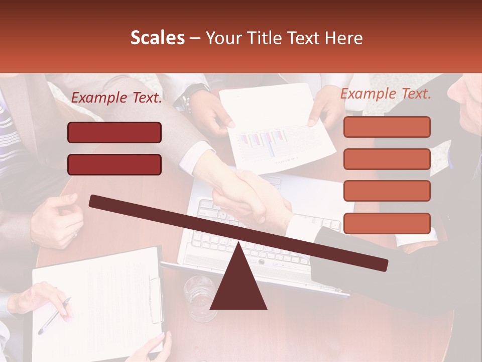A Group Of Business People Shaking Hands Over A Laptop PowerPoint Template