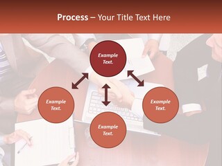A Group Of Business People Shaking Hands Over A Laptop PowerPoint Template