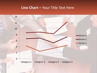 A Group Of Business People Shaking Hands Over A Laptop PowerPoint Template