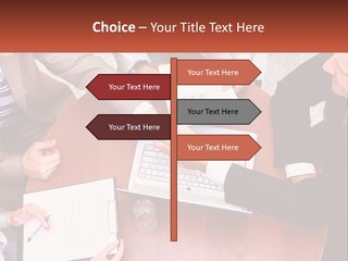 A Group Of Business People Shaking Hands Over A Laptop PowerPoint Template