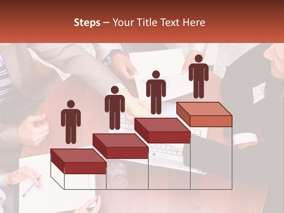 A Group Of Business People Shaking Hands Over A Laptop PowerPoint Template