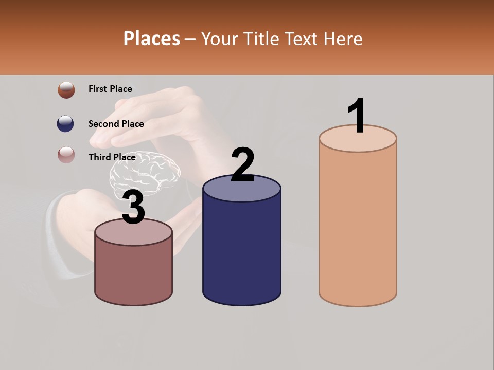 A Man In A Suit Holding A Brain Model PowerPoint Template