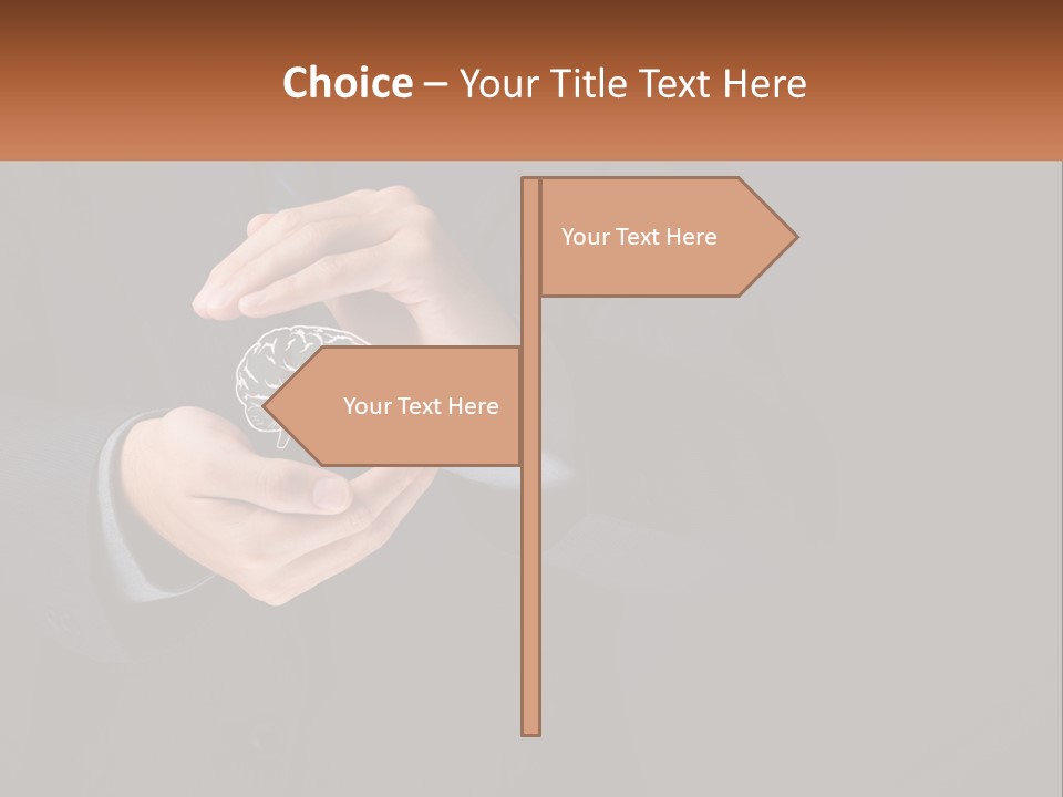 A Man In A Suit Holding A Brain Model PowerPoint Template