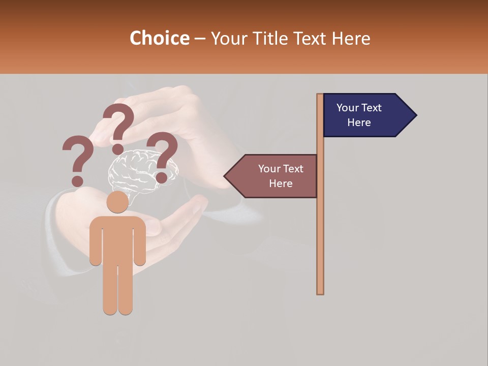 A Man In A Suit Holding A Brain Model PowerPoint Template