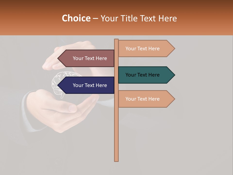 A Man In A Suit Holding A Brain Model PowerPoint Template