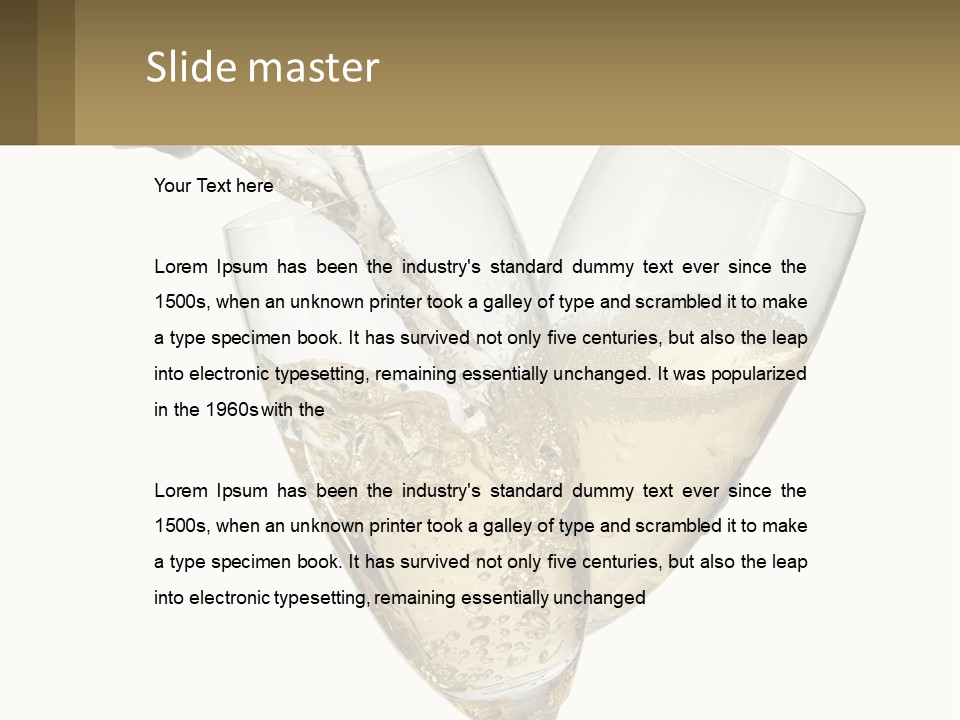 A Bottle Of Champagne Being Poured Into Two Glasses PowerPoint Template