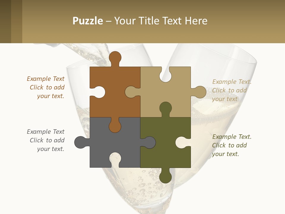 A Bottle Of Champagne Being Poured Into Two Glasses PowerPoint Template